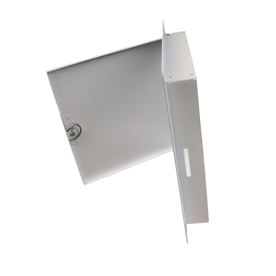 Metal file cabinet on a white background

