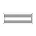 Rectangular air vent with horizontal slats on a white background

