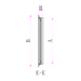 Technical drawing of a vertical object with dimensions labeled A, B, and H on a white background.

