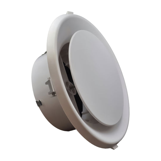 White round ceiling light fixture on a white background

