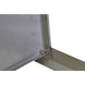 Metallic surface with a corner and a latch on a white background

