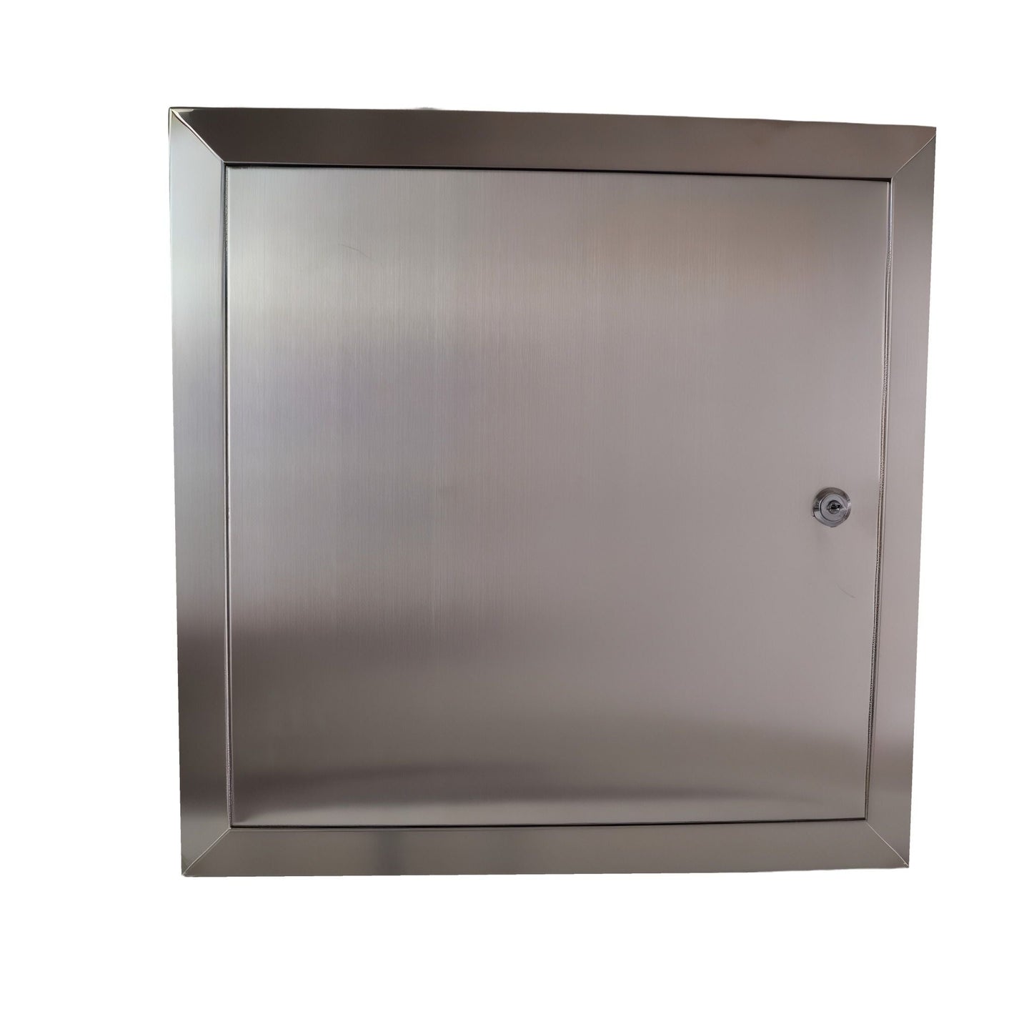 Metallic rectangular object with a reflective surface on a white background

