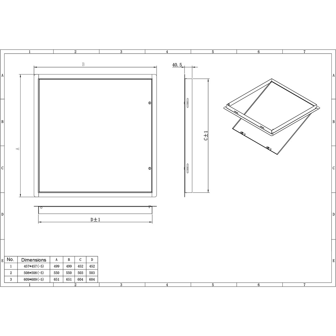 Ductsure Access Panel (Standard White Powder Coated) -  8" x 8" (203mm x 203mm)