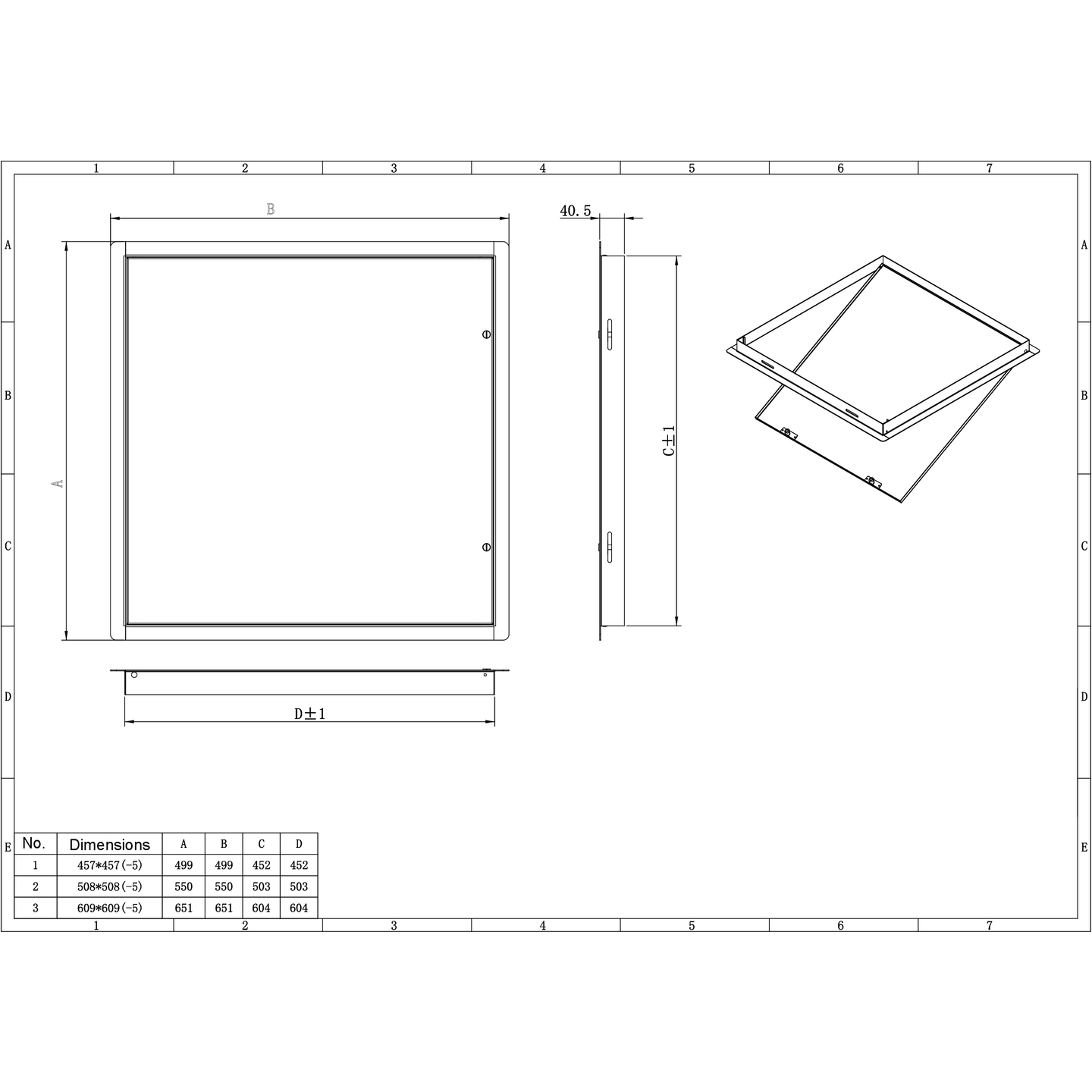 Ductsure Access Panel (Standard White Powder Coated) -  8" x 8" (203mm x 203mm)