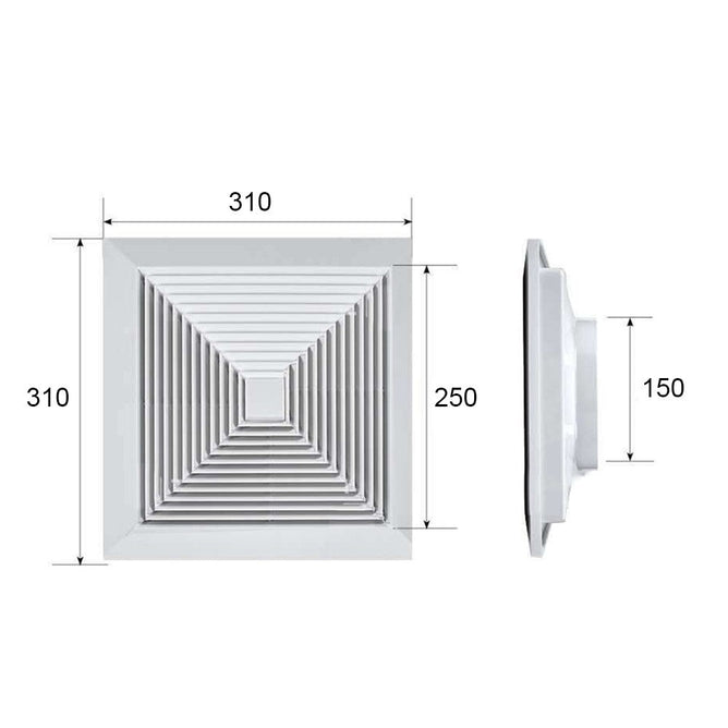 Ductsure 150mm Square Ceiling Diffuser Twin Pack
