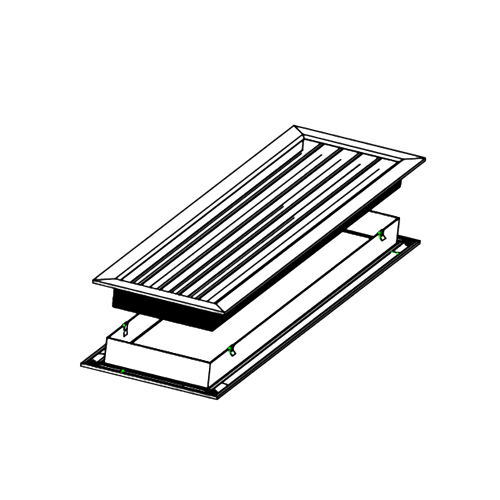 Black and white line drawing of a rectangular step stool with a textured top surface.

