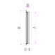 Technical drawing of a vertical object with dimensions labeled A, B, and H on a white background.

