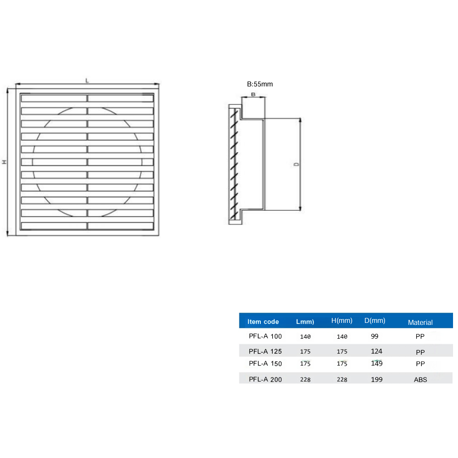 Twin Pack PFL100 Ductsure Ducting Wall Vent : Fixed Louver - Φ100