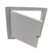 Gray metal access panel on a white background

