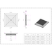 Technical drawing of an air vent with dimensions and codes

