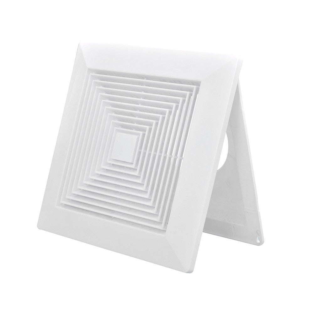 White square vent with concentric rectangular slits on a white background

