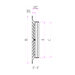 Technical drawing of a profiled object with dimensions labeled

