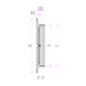Technical drawing of a profiled object with dimensions labeled

