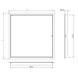 Technical drawing of a rectangular frame with dimensions labeled

