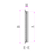 Technical drawing of a vertical object with dimensions labeled A, B, and H on a white background.

