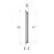 Technical drawing of a vertical object with dimensions labeled A, B, and H on a white background.

