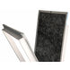 Two air filters, one silver and one black, on a white background

