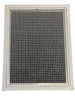 A square metal mesh filter or grille with a white plastic frame, shown against a plain white background.

