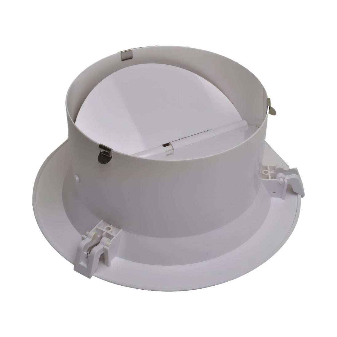 White ceiling light fixture on a white background

