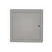 Gray metal access panel on a white background

