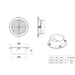 Technical drawing of a ceiling-mounted exhaust fan with dimensions and specifications.

