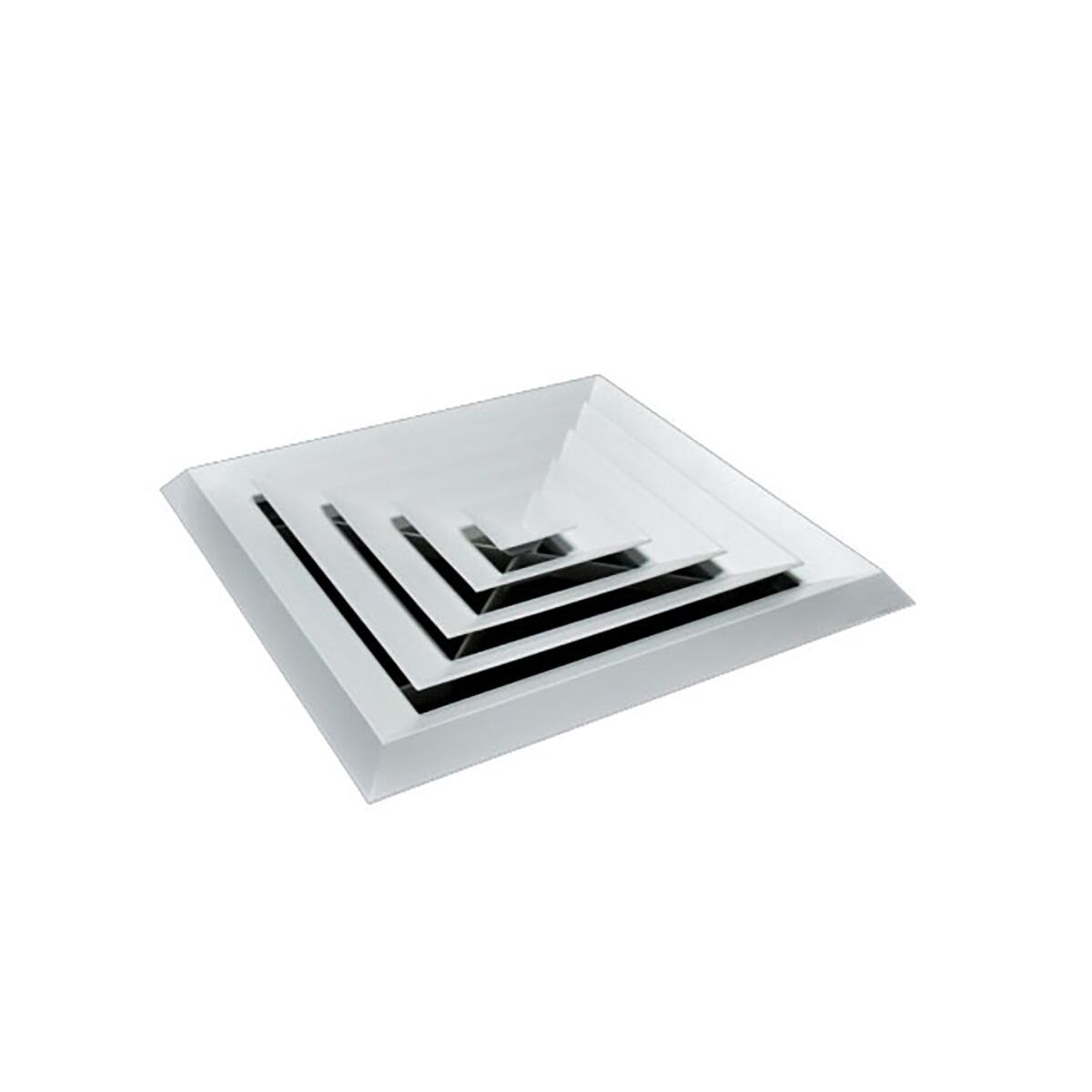 Square white vent with black interior on a white background

