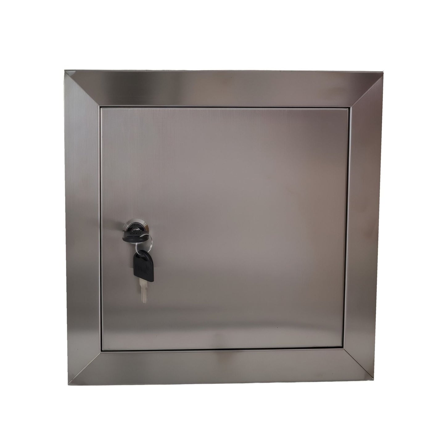 Metallic lock box on a white background

