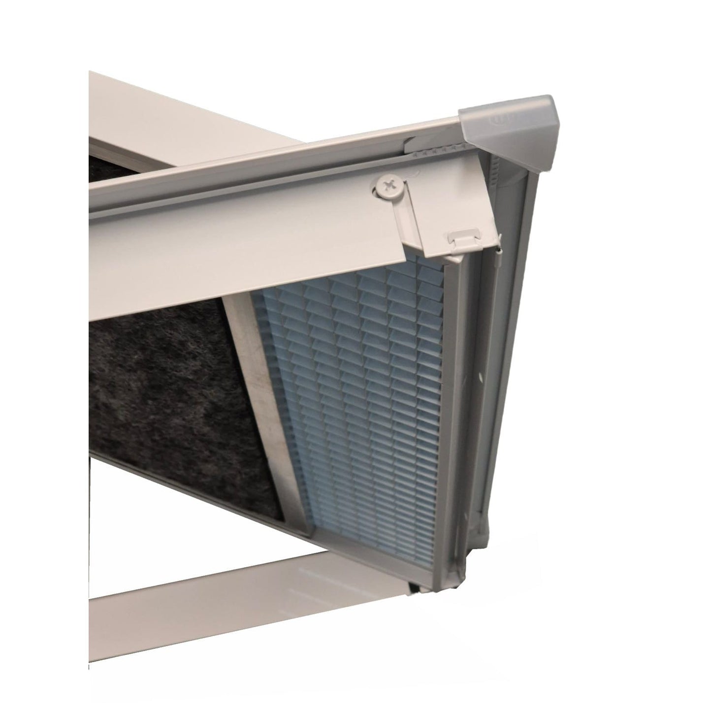 Filter replacement for a heating or cooling system on a white background

