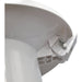 Close-up of a white satellite dish with a bracket and spring on a white background

