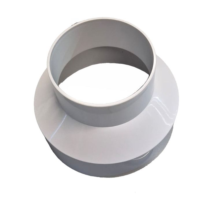Gray plastic pipe fitting on a white background

