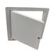 Gray metal access panel on a white background

