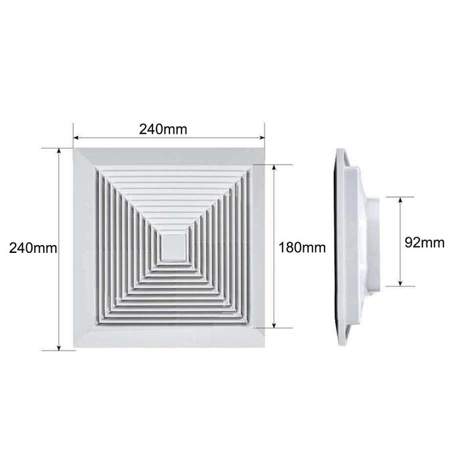 Twin Pack Ductsure 100mm Square Ceiling Diffuser + Adaptor