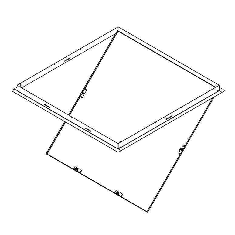 Line drawing of a rectangular window with a hinged top panel on a white background

