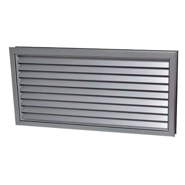 Technical drawing of a rectangular air vent with dimensions and code details.
