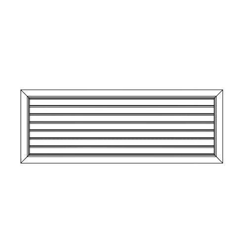 Rectangular air vent with horizontal slats on a white background

