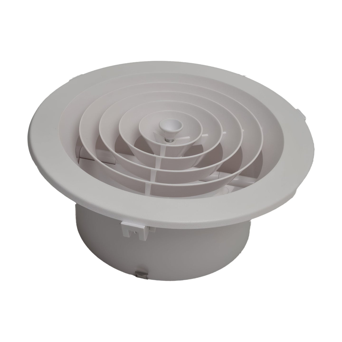 Round white vent on a white background


