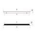 Technical drawing of a rectangular component with labeled dimensions on a white background

